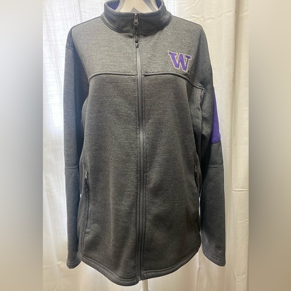 Colosseum Men's XL athletic Washington UW Huskies Full Zip Jacket, Charcoal Grey - Picture 2 of 10